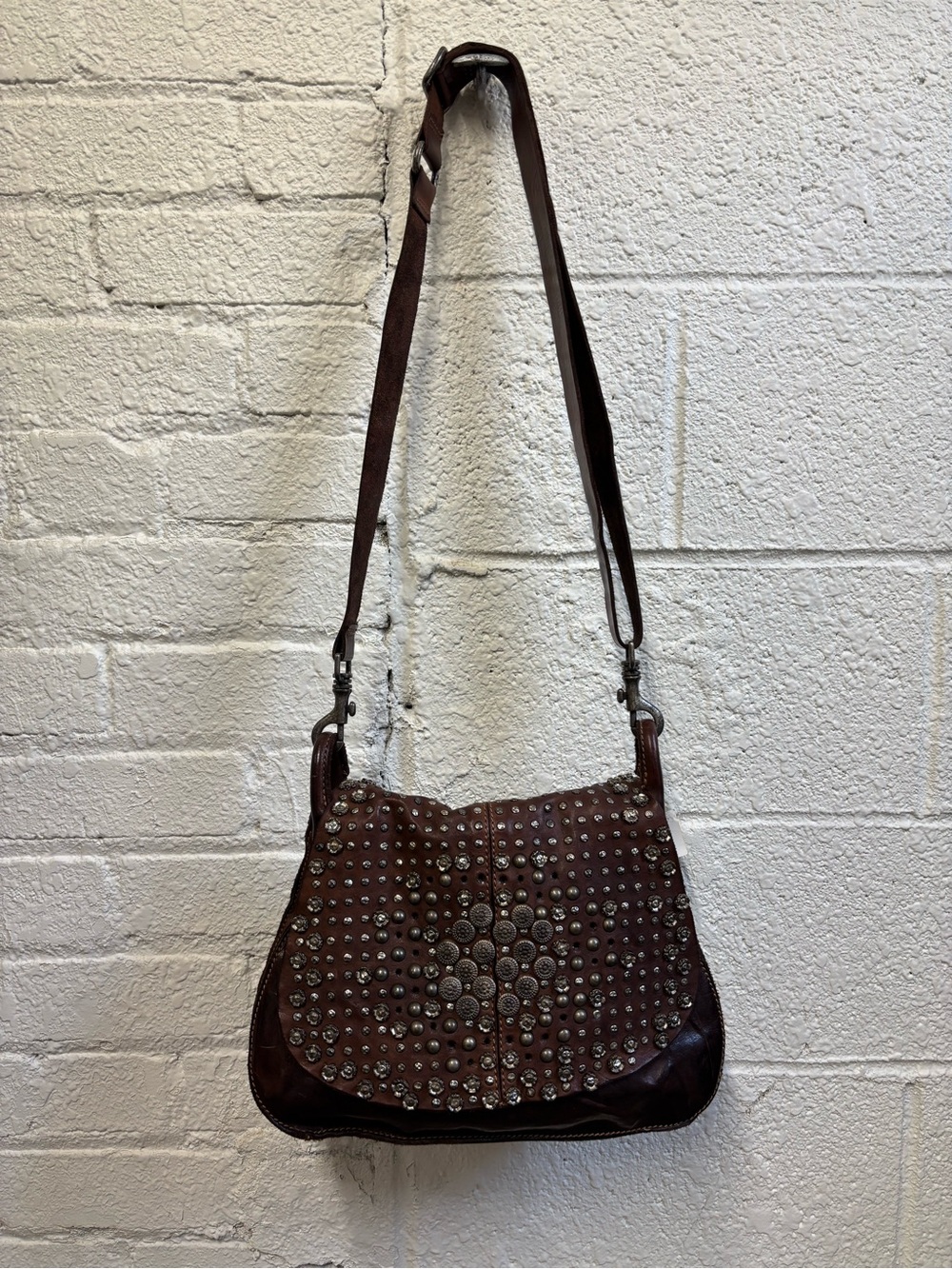 Campomaggi Brown Studded Leather Shoulder Bag